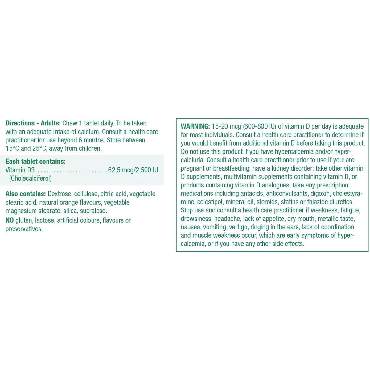 Jamieson Vitamin D 2500 IU Chewable product detail