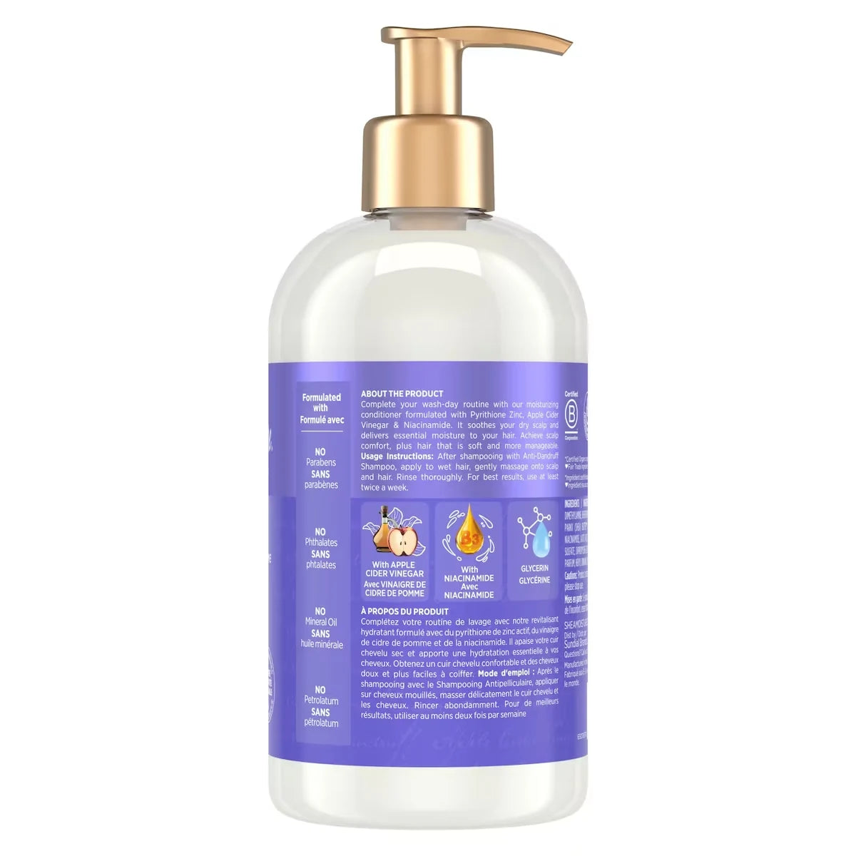 Shea Moisture Anti-Dandruff Conditioner For Soft & Smooth Hair Apple Cider Vinegar & Salicylic Acid System for a front package