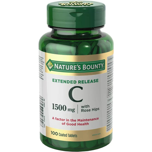 Natures Bounty Vitamin C Supplement with Rose Hips, Extended Release, 1500mg front package