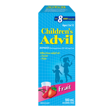 Advil Children's Fever and Pain Relief Ibuprofen Oral Suspension, Fruit, 100 mL