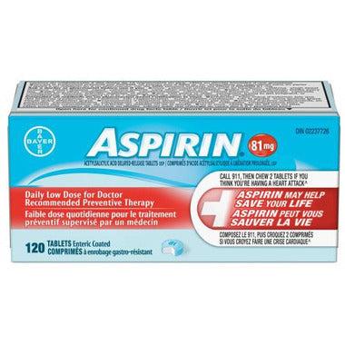 Aspirin 81Mg, Daily Low Dose Enteric Coated Tablets, 120 Tablets