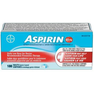 Aspirin 81Mg, Daily Low Dose Enteric Coated Tablets, 180 Tablets 81 mg Enteric-coated tablet 180 Unit