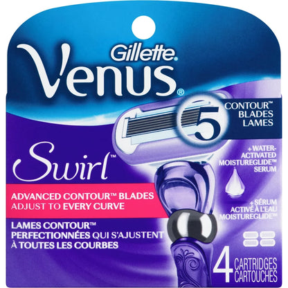 Venus Gillette Swirl Women's Razor Blades, 4 Refills front package