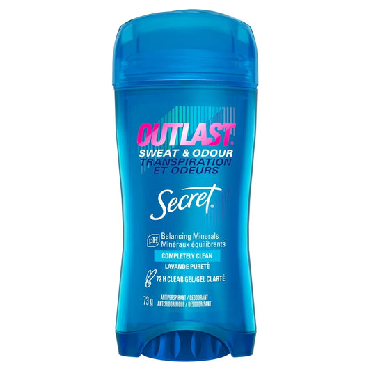 Secret Outlast Sweat & Odor Clear Gel Women's Antiperspirant Deodorant, Completely Clean Scent, 73 grams product package