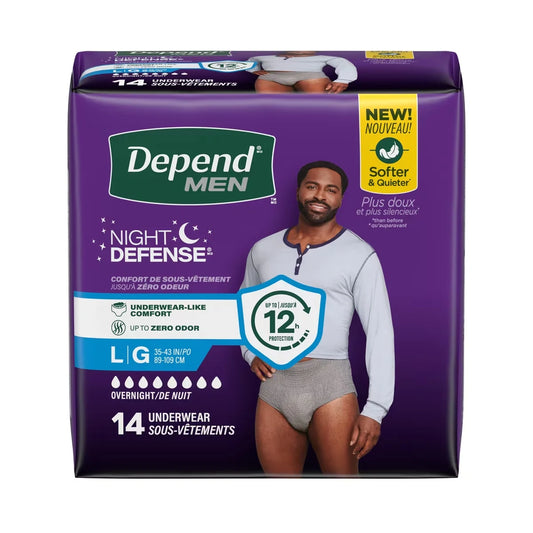 Depend Night Defense Incontinence Underwear for Men, Overnight, Size L, 14 Count product detail