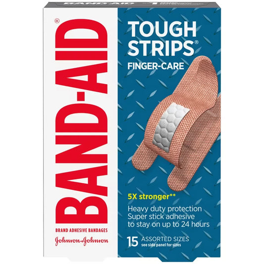 Band-Aid Tough-Strips Adhesive Bandages, Finger Care front package