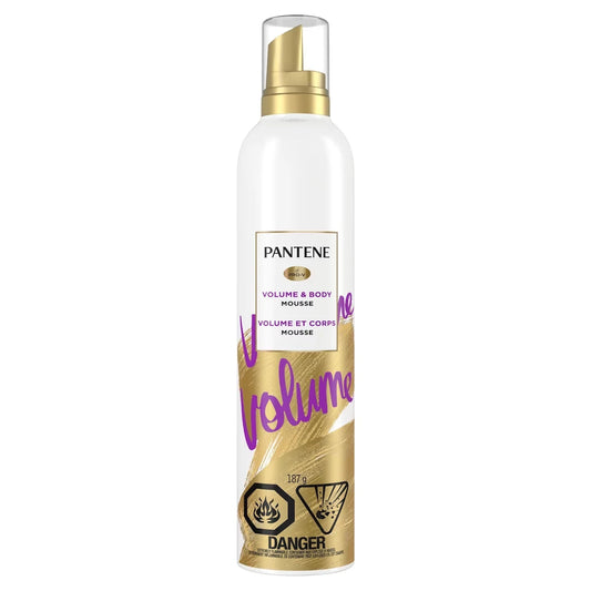 Pantene Pro-V Volume Body Boosting Mousse to Boost Fine, Flat Hair for Maximum Fullness, 187 g product package