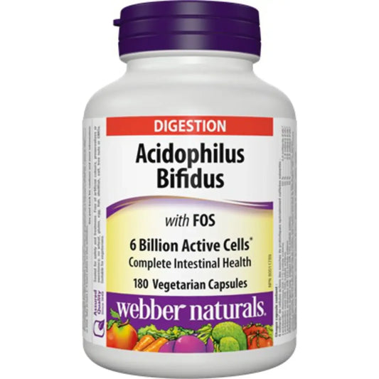 Webber Acidophilus Bifidus with FOS 6 Billion Active Cells front package