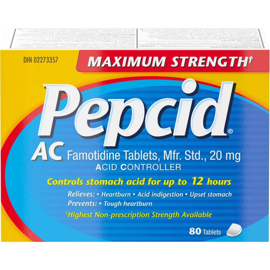 Pepcid AC Maximum Strength All-Day Acid Indigestion Medicine, 80 ea front package