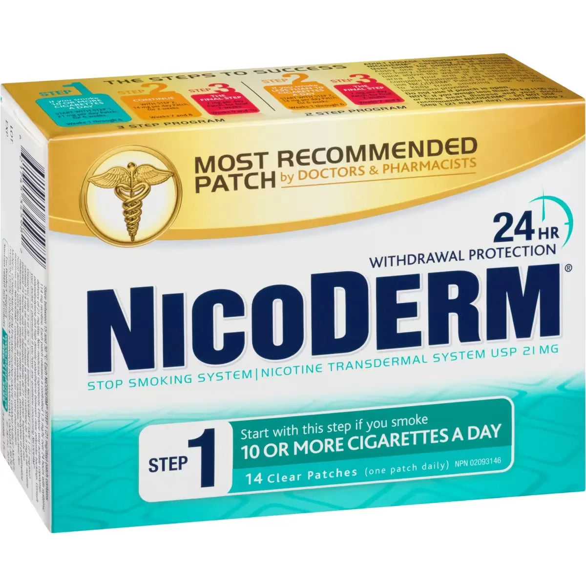 Nicoderm Stop Smoking System, STEP 1, 14 clear patches (one patch daily) 21 mg/day product detail