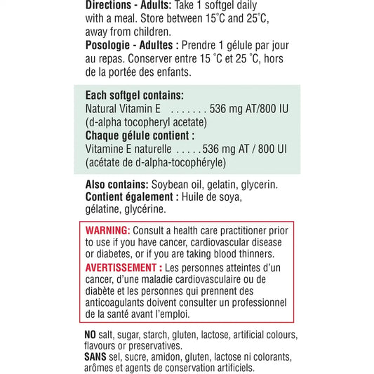 Jamieson Vitamin E 800 IU/536 mg at product detail