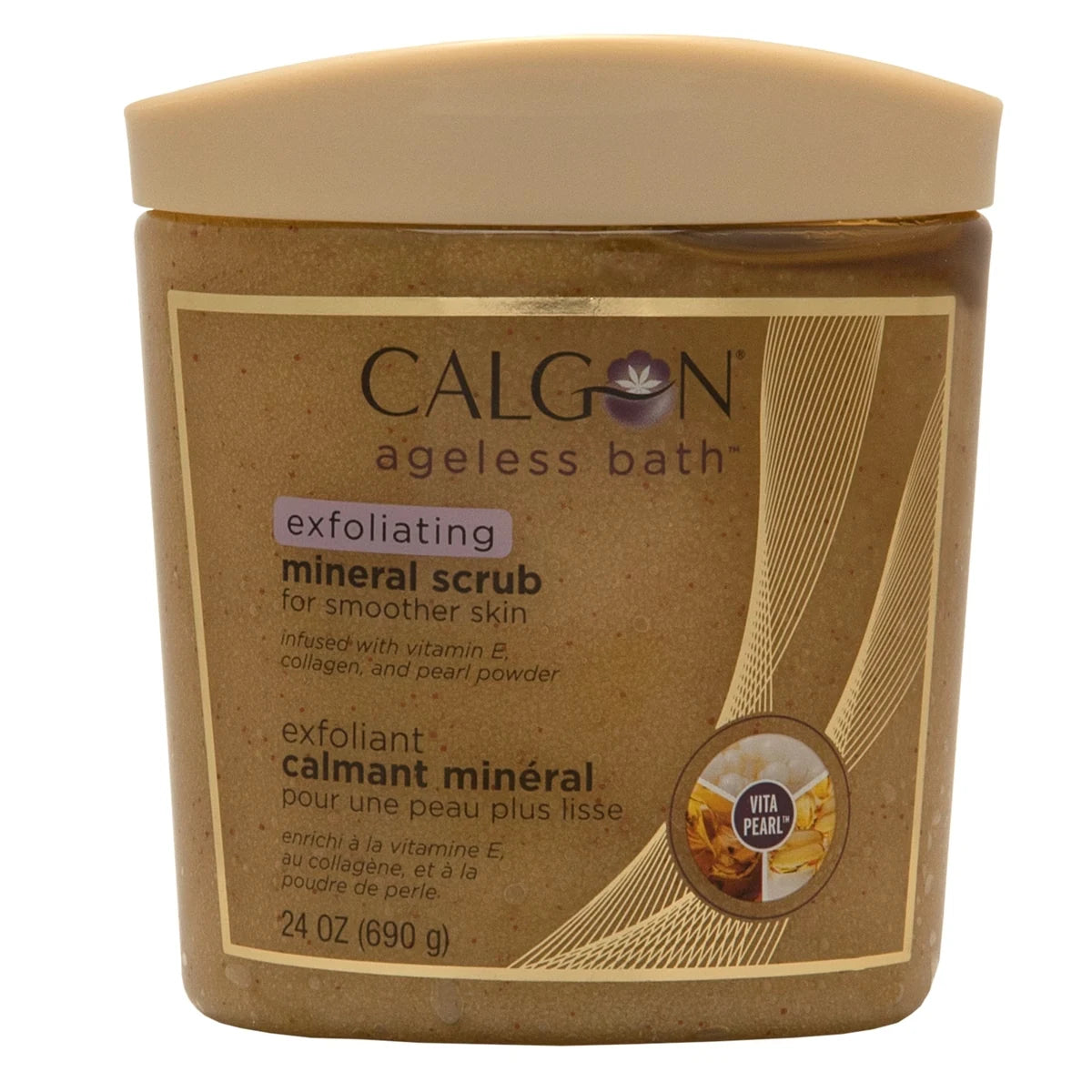 Calgon Ageless Bath Exfoliating Mineral Scrub front package