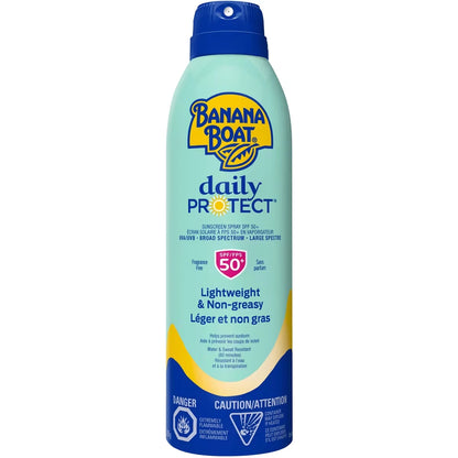 Banana Boat Daily Protect Daily Sunscreen Spray 50+ front package