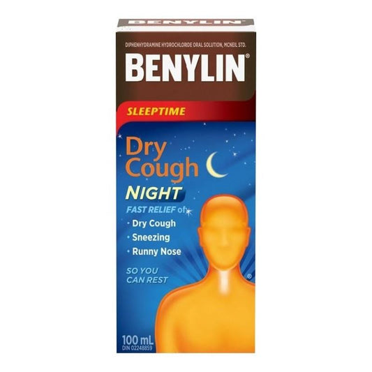 Benylin Regular Strength Dry Cough Relief Night Syrup 100 mL