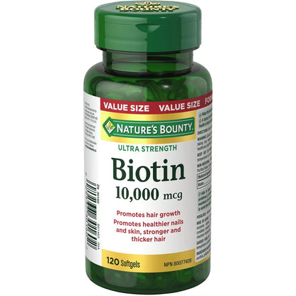 Natures Bounty Maximum Strength Biotin 10000 mg front package
