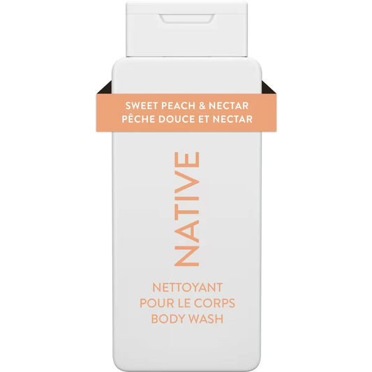 Native Natural Body Wash, Sweet Peach & Nectar, Sulfate Free, Paraben Free front package