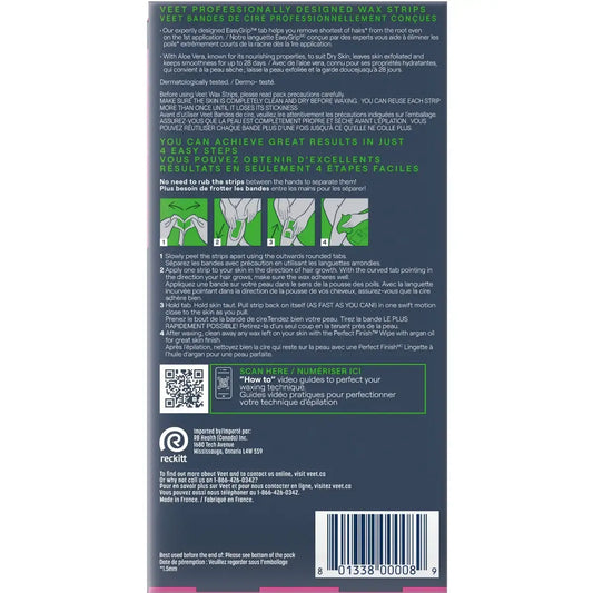 Veet ProfessionalTM Wax Strips, For Legs & Body, Dry Skin, With Aloe Vera product detail