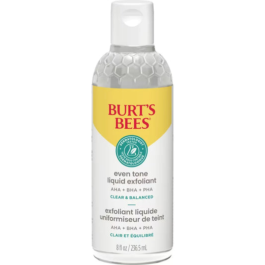 Burt's Bees Clear and Balanced Even Tone Liquid Face Exfoliant front package