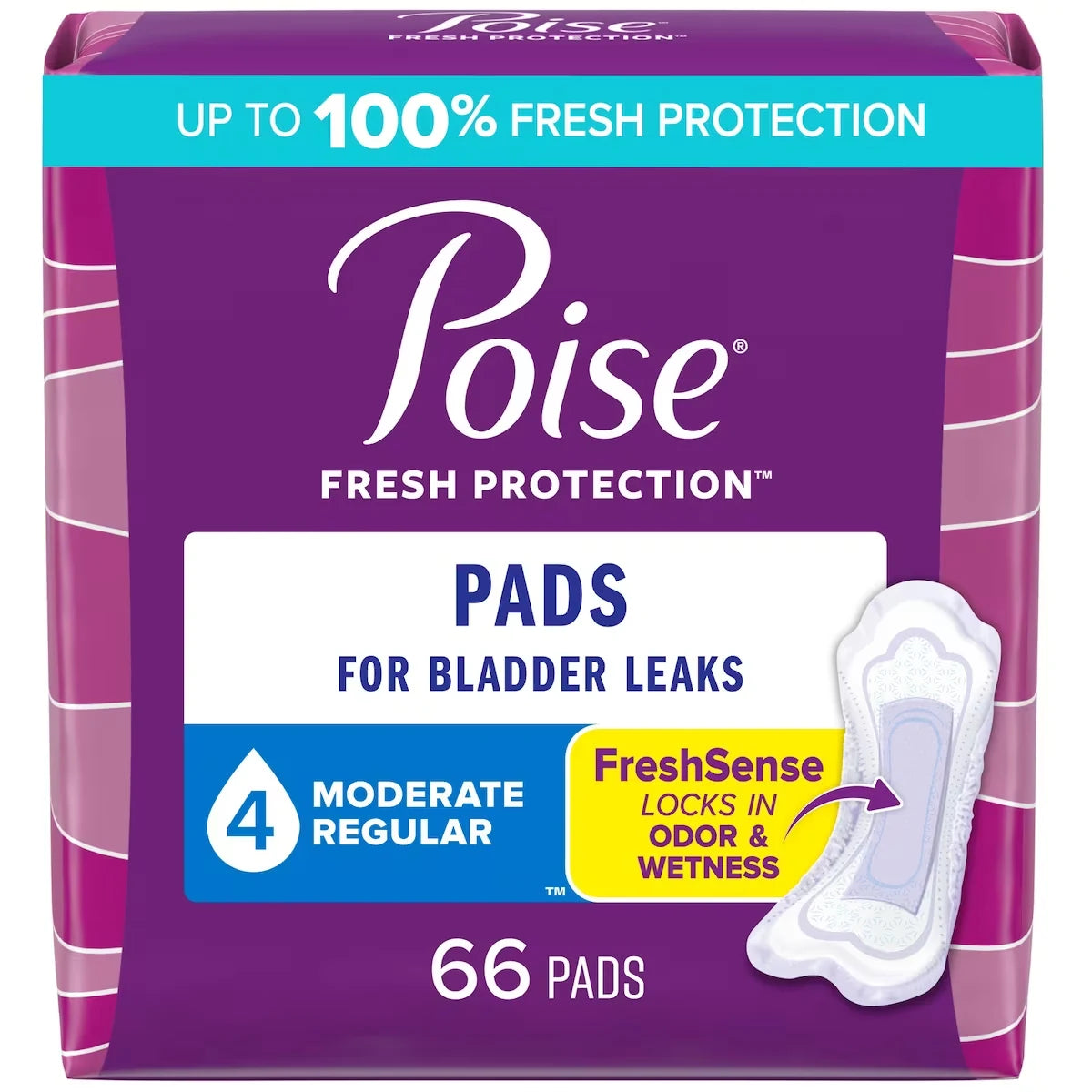 Poise Incontinence Pads, Moderate Absorbency, Regular Length front package