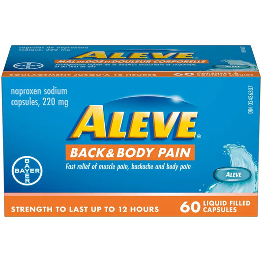 Aleve Back and Body 60s front package