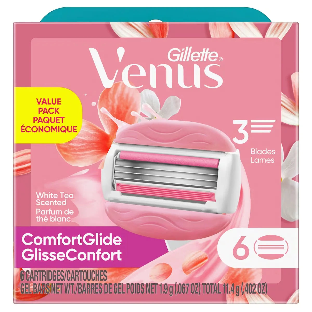 Venus Gillette ComfortGlide White Tea Scented Women's Razor Blades, 6 Refills product detail