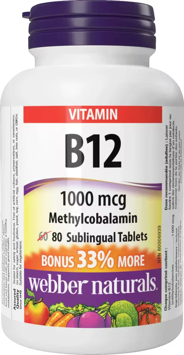 Webber Vitamin B12 Methylcobalamin 1000 mcg front package