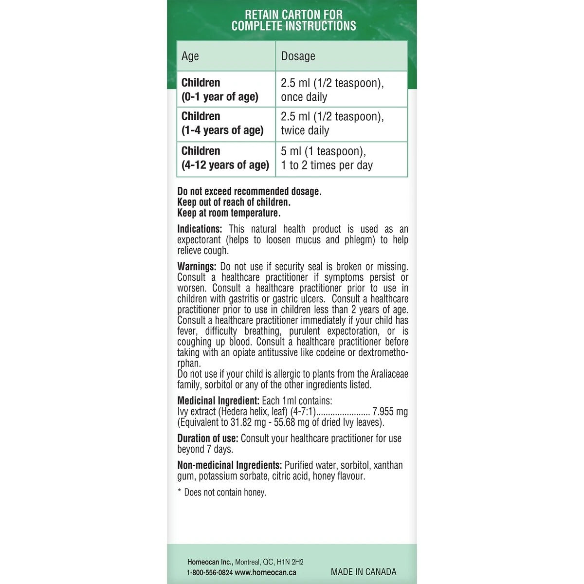 Homeocan Kids 0-9 Cough & Cold Herbal Syrup product image