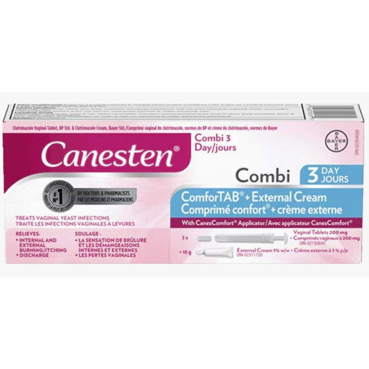 Canesten Combi 3 Day ComforTAB Vaginal Tablet and External Cream for Yeast Infection, 3 Treatments