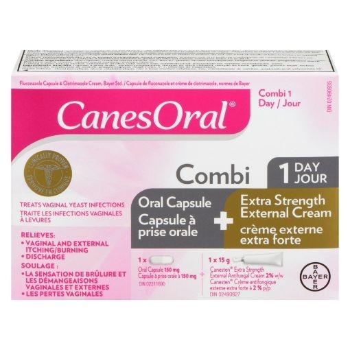 Canesoral Combi 1-Day, Yeast Infection Pill And Extra Strength External Cream, Clinically Proven, 1 Dose