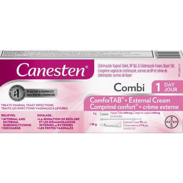 Canesten Combi 1 Day ComforTAB Vaginal Tablet and External Cream for Yeast Infection, 1 Treatment