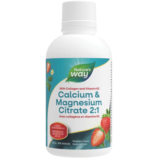 Nature's Way Calcium & Magnesium Citrate 2:1 with Vitamin K2 & Collagen, Strawberry product image