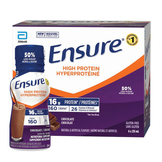 Ensure High Protein 16 g of protein, ready-to-drink nutritional supplement, Chocolate, 6 x 235 mL product image