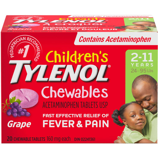 Tylenol Children's Medicine, Fever & Pain, Chewable Tablets, Grape