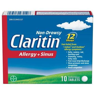 Claritin Allergie + Sinus 10 comprimés