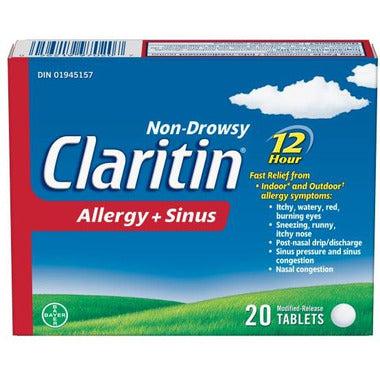 Claritin Allergie + Sinus 20 comprimés