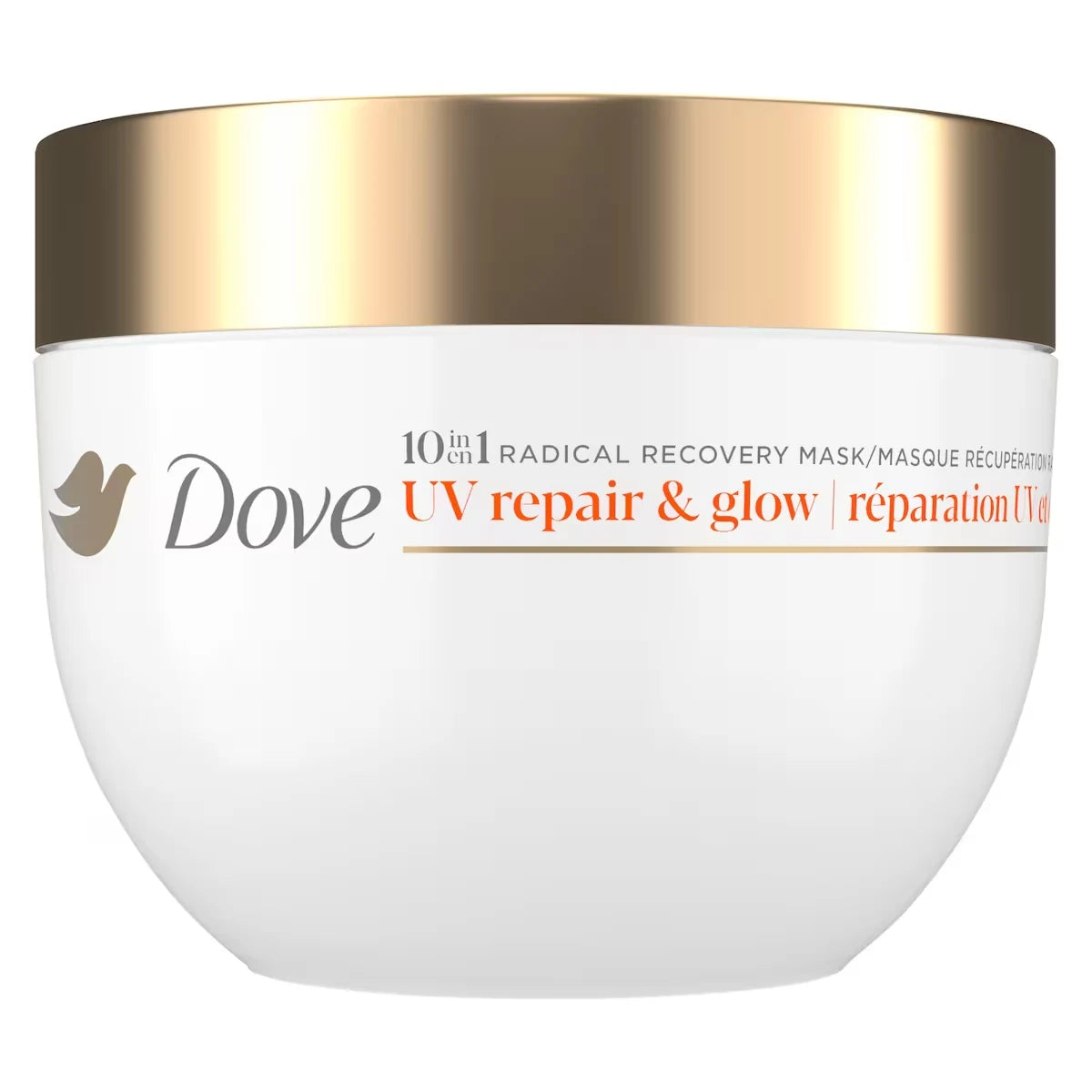 Dove Radical Recovery 10-in-1 Hair Mask Deep recovery from 99% of UV hair damage*with repeated system use front package