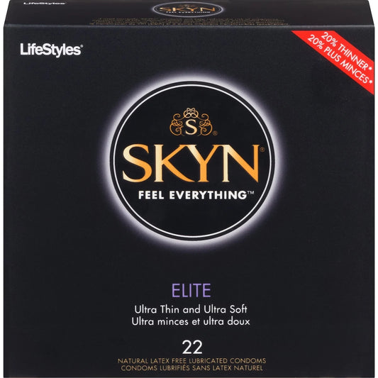 Skyn Elite 22 Natural Latex Free Lubricated Condoms front package