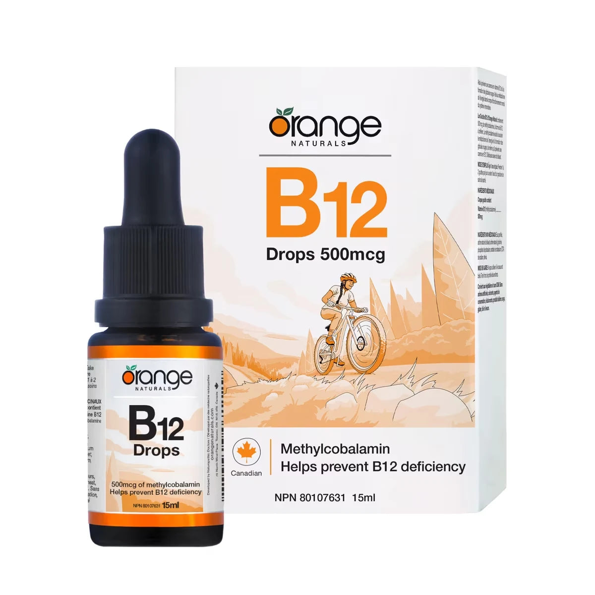 Orange Naturals B12 Drops 500mcg front package