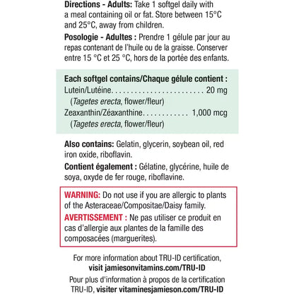 Jamieson Lutein Extra Strength 20 mg with Zeaxanthin product detail