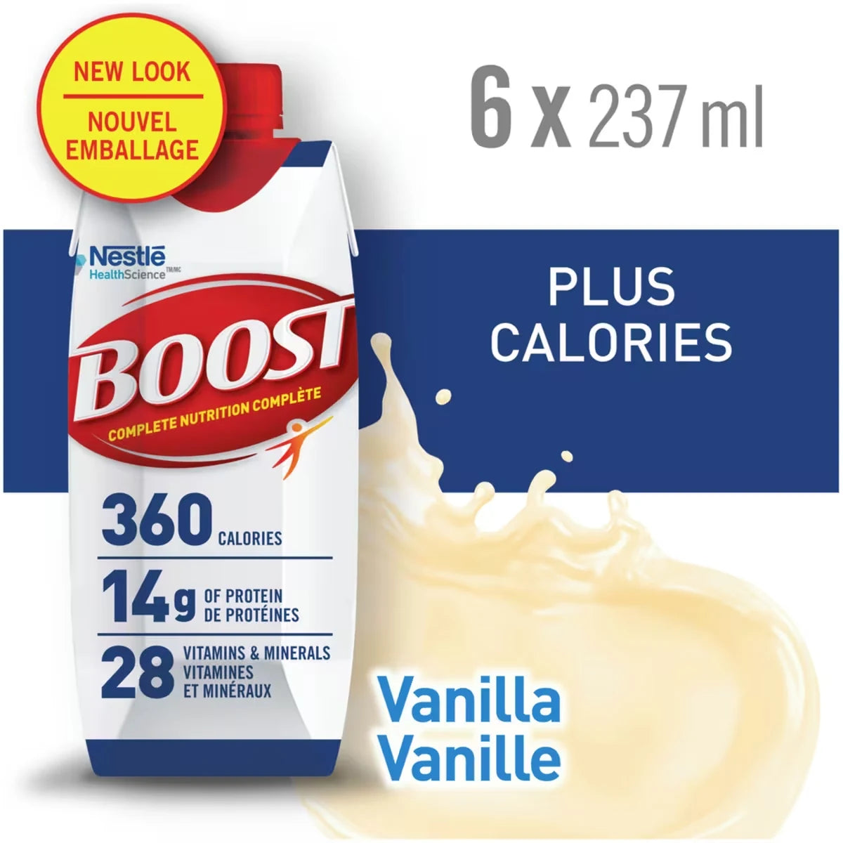 Boost PLUS Calories Vanilla Formulated Liquid Diet Drink, 6 x 237ml front package