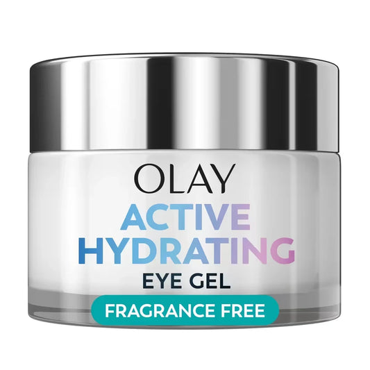 Olay Active Hydrating Eye Gel, Fragrance-Free, Anti-Aging Eye Cream with Hyaluronic Acid and Niacinamide product package