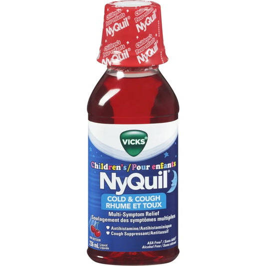 Vicks Children's NyQuil Cold & Cough Multi-Symptom Relief Syrup, Berry, 236 ml front package