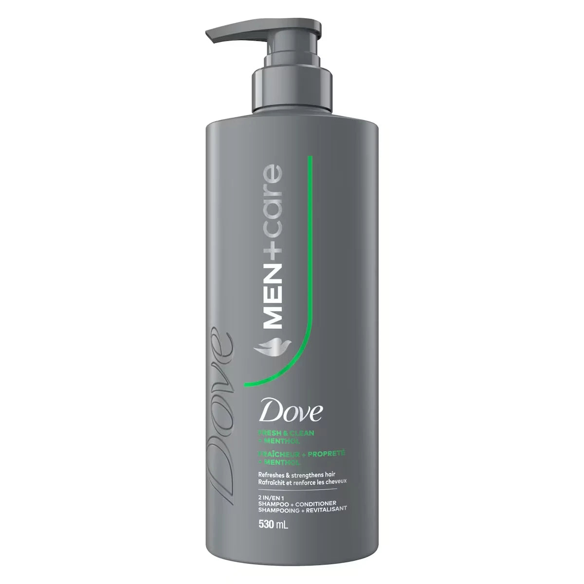 Dove Men+Care Fresh Clean 2-in-1 Shampoo + Conditioner Refreshes & Strengthens Hair with Menthol front package