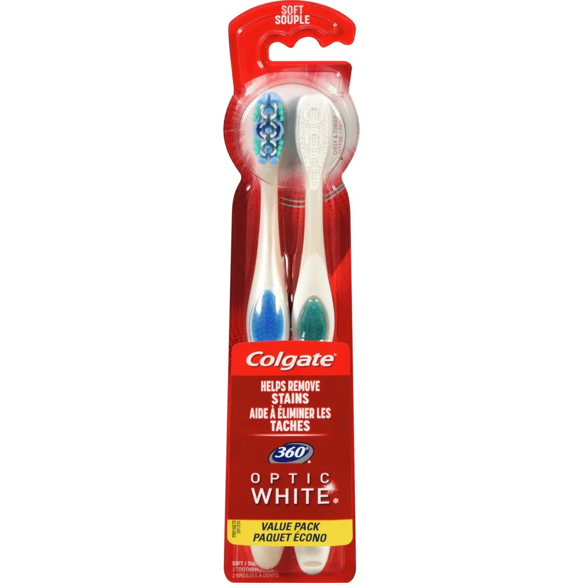 Colgate 360° Optic White Whitening Toothbrush, Soft - 2 Count view 2