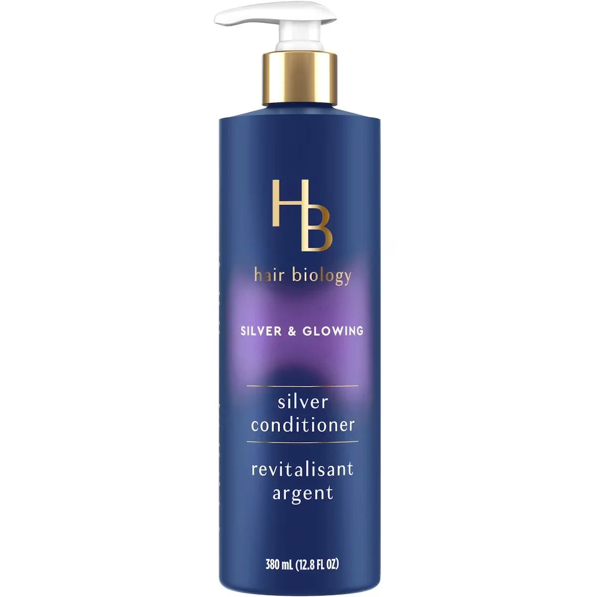 Hair Biology Silver Conditioner with Biotin – Silver & Glowing for grey or color treated hair – 380mL front package