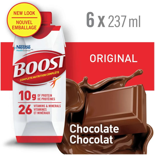 Boost Original Chocolate Meal Replacement Drink, 6 × 237 ml front package