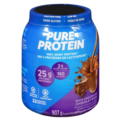 Pure Protein Powder, Rich Chocolate Whey Powder, Great for Shakes front package