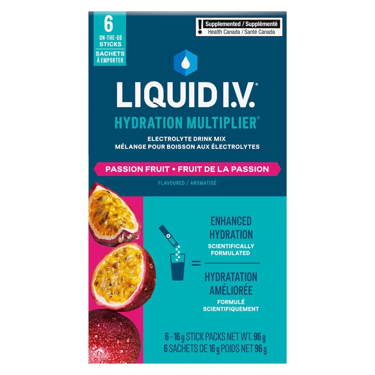Liquid I.V Electrolyte Drink Mix Passion Fruit 6 CT 6 count front package
