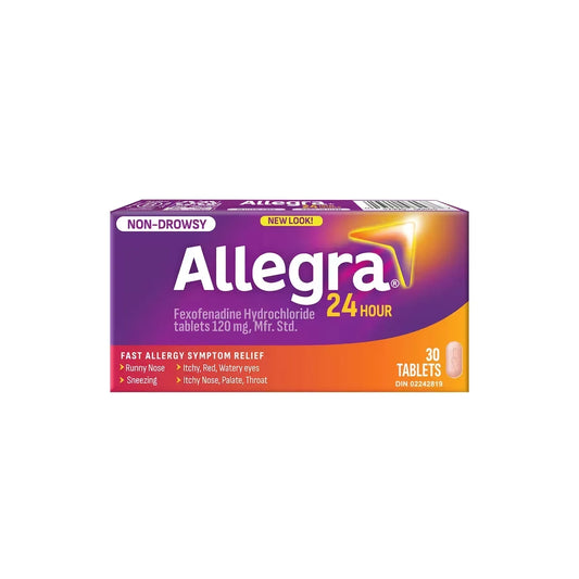 Allegra 24 Hour Allergy Medication, 30 Tablets product package