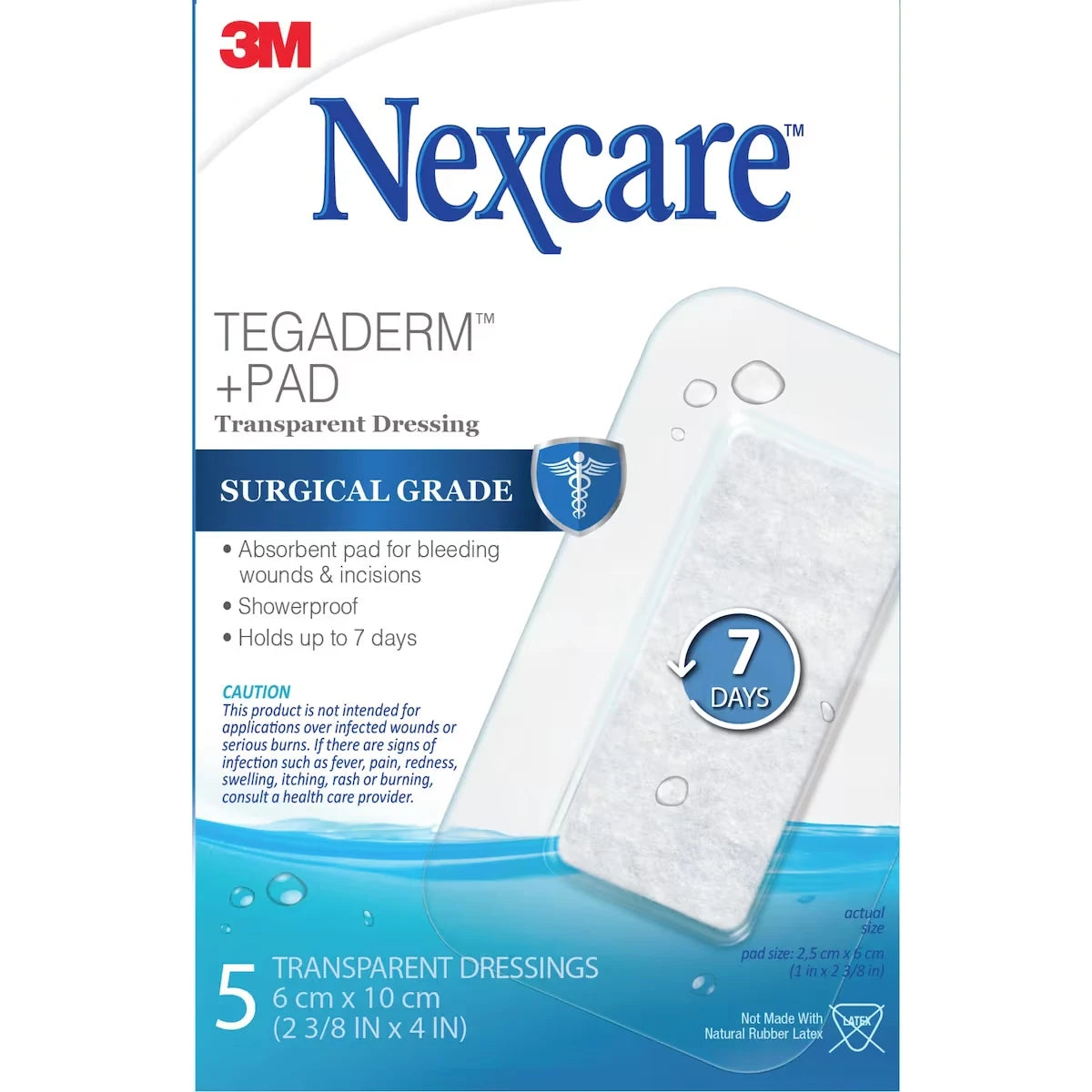 Nexcare TegadermTM + Pad, 5 pk 5 pack front package